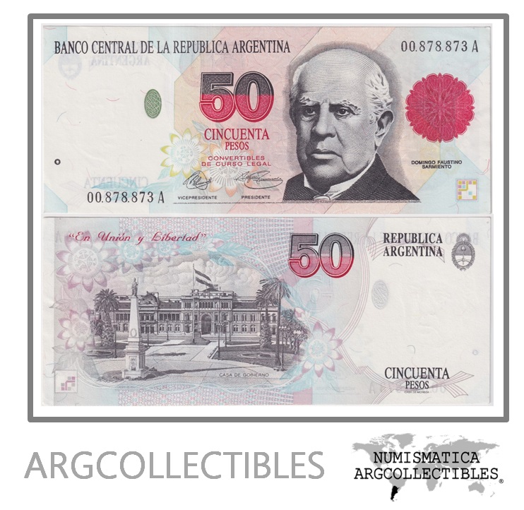 Argentina Billete 50 Pesos 1992 P-344a/BOT-3062 AU (Serie A) (Roseta Oscura)