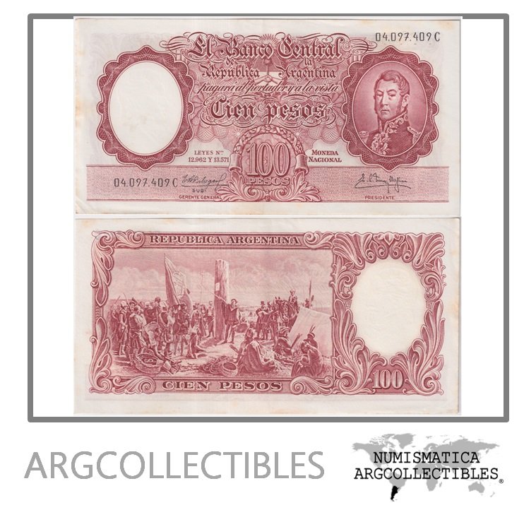 Argentina Billete 100 Pesos 1961 P-272c/BOT-2059 XF (Serie C)