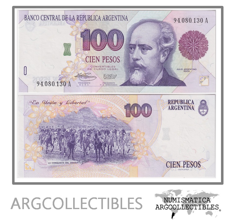 Argentina Billete 100 Pesos 1993 P-345b/BOT-3075 UNC (Seria A)