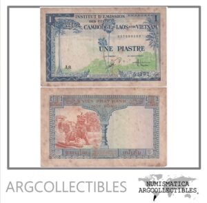 Indochina Francesa Billete 1 Piastre 1954 P-94 F+