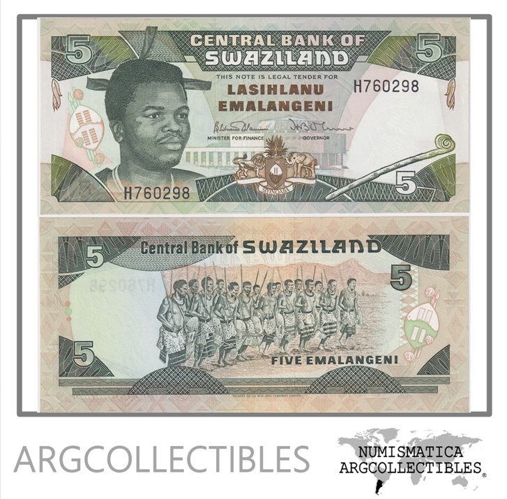 Swaziland Billete 5 Emalangeni 1987 P-19 UNC