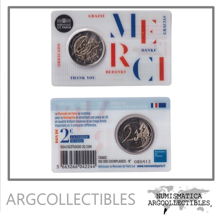 Francia Blister Moneda 2 Euros Bimetalica 2020 Covid Union Unc