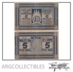 Letonia Billete 5 Rubli 1919 P-3a F-