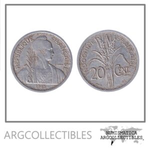 Indochina Francesa Moneda 20 Centavos 1945 Aluminio KM-29 XF