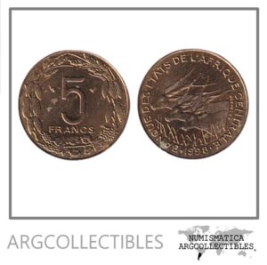 Estados Africa Central Moneda 5 Francos 1998 Laton KM-7 AU