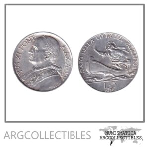 Vaticano Moneda 5 Liras 1936 Plata 835 KM-7 AU