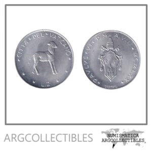 Vaticano Moneda 2 Liras 1970 Aluminio KM-117 UNC