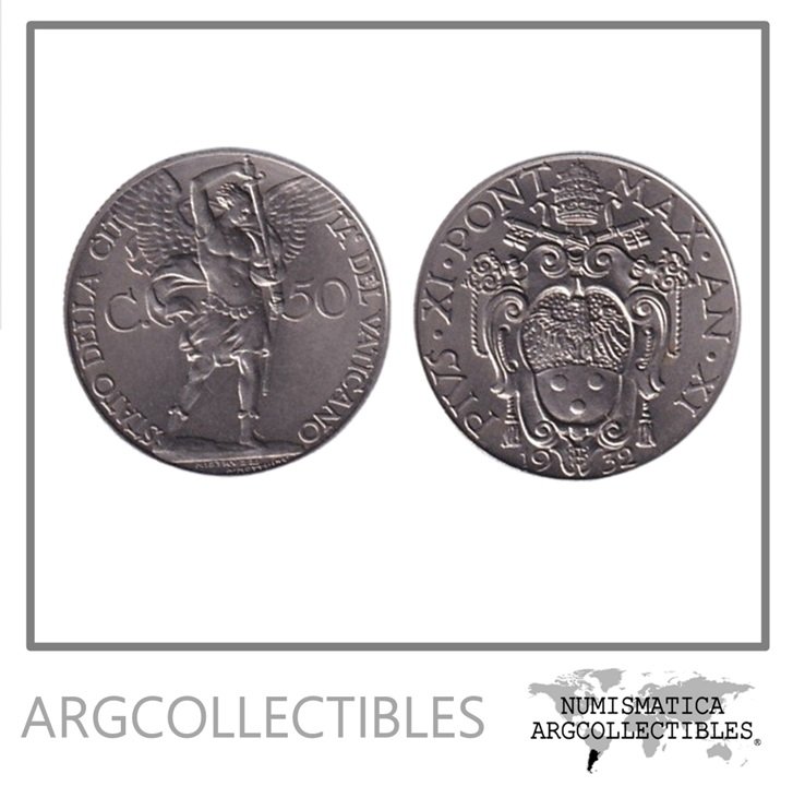 Vaticano Moneda 50 Centavos 1932 Niquel KM-4 UNC