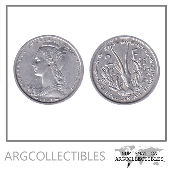 Africa Occidental Francesa Moneda 2 Francos 1948 Aluminio KM-4 VF+