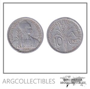 Indochina Francesa Moneda 10 Centavos 1945 Aluminio KM-28.1 VF+