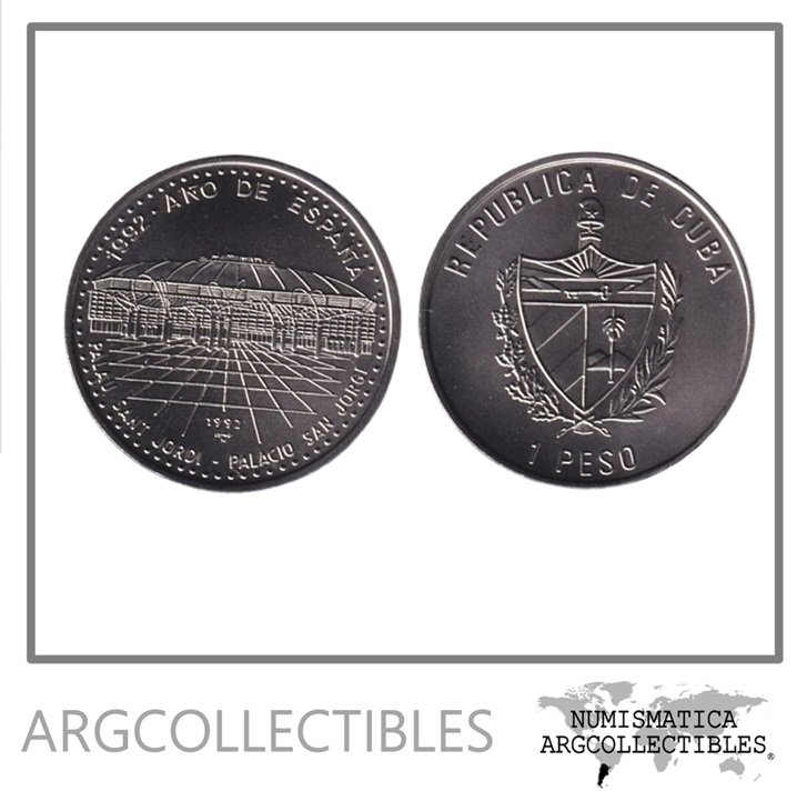 Cuba Moneda 1 Peso 1992 Palacio Sant Jordi Niquel KM-403 UNC