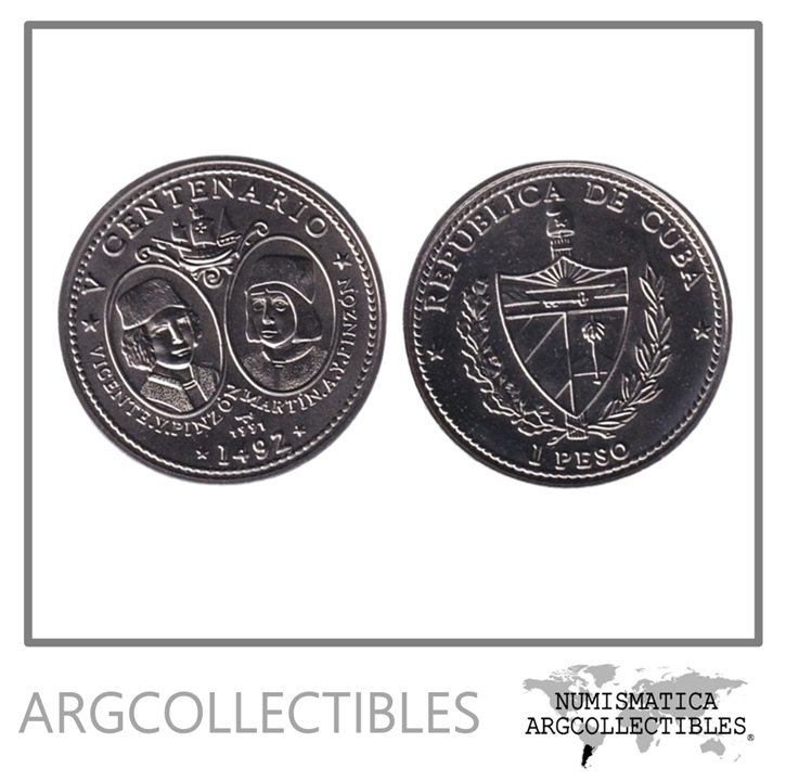 Cuba Moneda 1 Peso 1991 Hermanos Pinzon Niquel KM-365 UNC