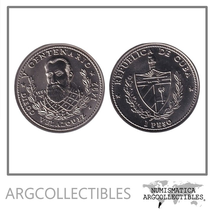 Cuba Moneda 1 Peso 1991 Diego Velazquez Niquel KM-367 UNC