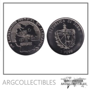 Cuba Moneda 1 Peso 1998 Expo Hannover 2000 Mapa Alemania Niquel UC#103 UNC