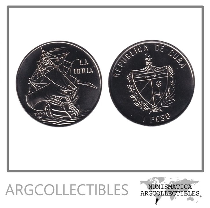 Cuba Moneda 1 Peso 1994 Barco la India Niquel KM-465 UNC