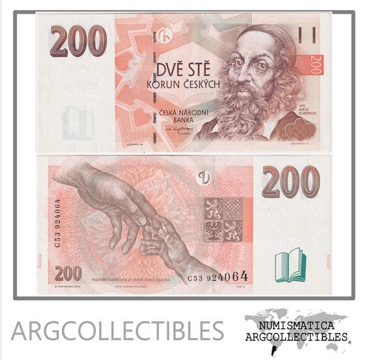 Republica Checa Billete 200 Korun 1998 P-19a UNC (Serie C)