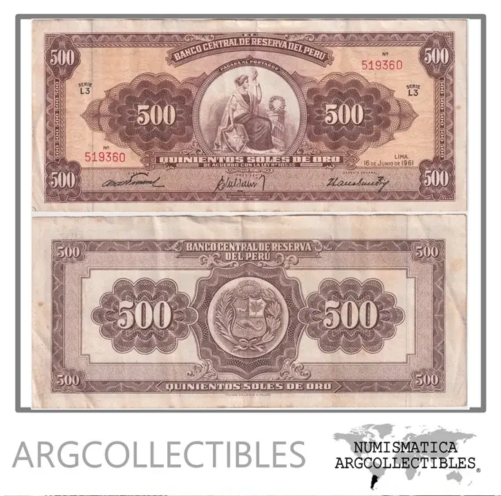 Peru Billete 500 Soles 1961 P-80 VF