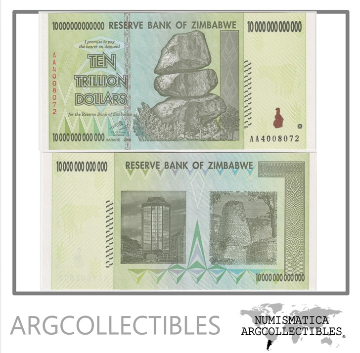 Zimbabwe Billete 10 Trillones Dolares 2008 P-88 UNC