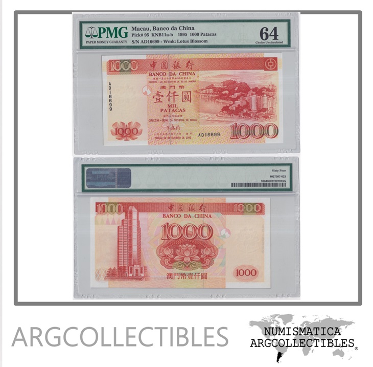 Macao Billete 1.000 Patacas 1995 P-95 UNC (Certificado)