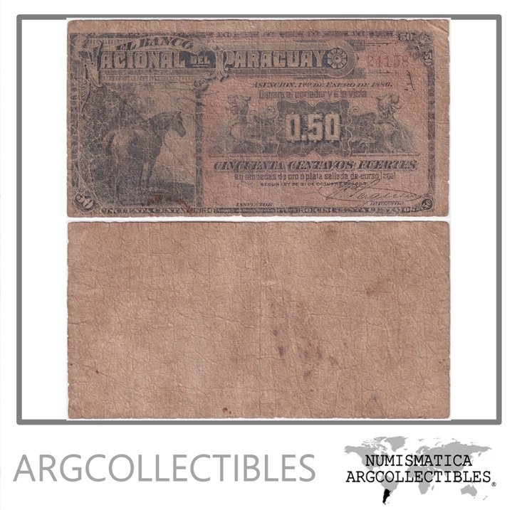 Paraguay Billete 0,50 Centavos 1886 P-S-144 F