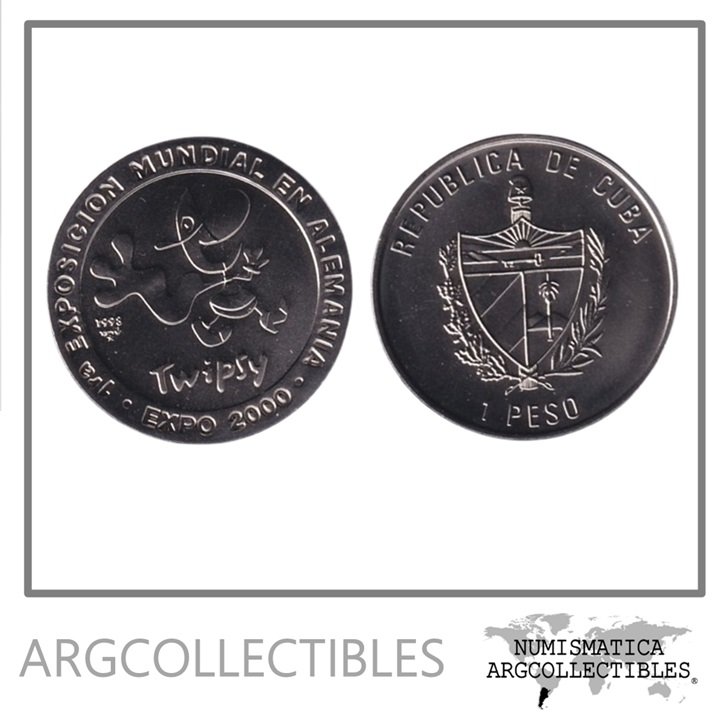 Cuba Moneda 1 Peso 1998 Expo Hannover 2000 Twipsy Niquel UC#101 UNC