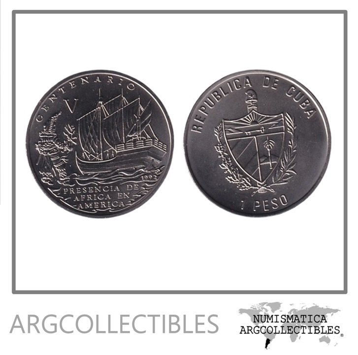 Cuba Moneda 1 Peso 1992 Presencia Africa en America Niquel KM-462 UNC