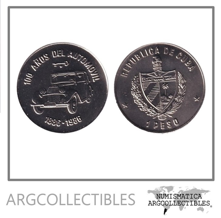 Cuba Moneda 1 Peso 1986 / 100 Aniversario Automovil Niquel KM-134 UNC
