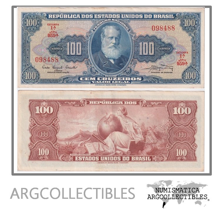 Brasil Billete 100 Cruzeiros 1961 P-170a/C-034 XF