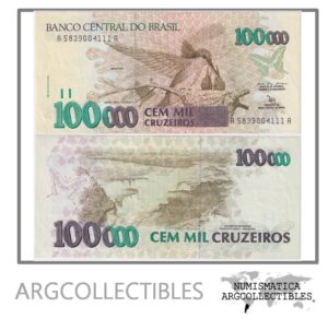 Brasil Billete 100.000 Cruzeiros 1992 P-235a/C-227 AU