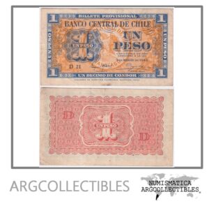 Chile Billete 1 Peso 1943 P-90d VF+ (Serie D)