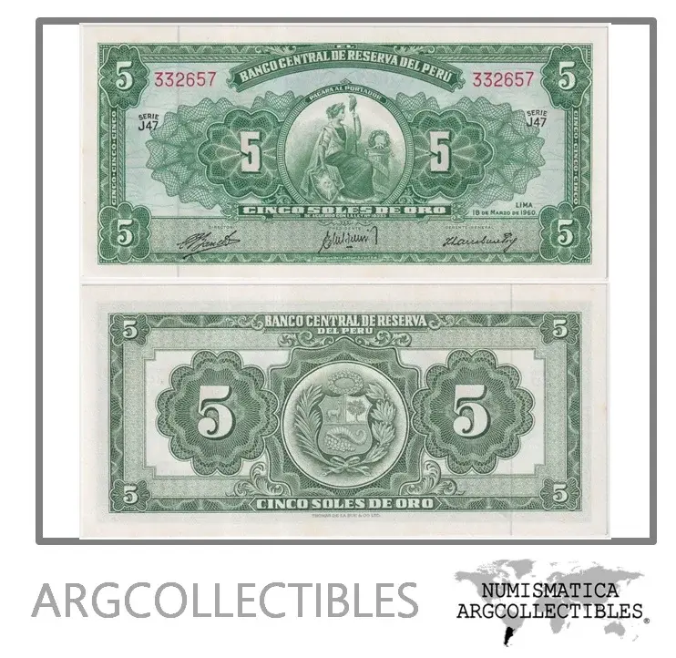 Peru Billete 5 Soles 1960 P-76 UNC