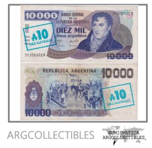 Argentina Billete 10 Australes 1985 P-322/BOT-2705 VF+ (Serie A)
