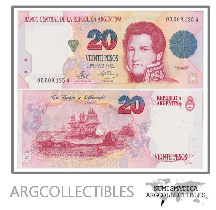 Argentina Billete 20 Pesos 1992 P-343a/BOT-3051 XF+ (Serie A)