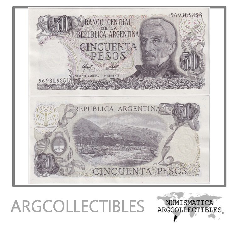 Argentina Billete 50 Pesos 1978 P-301b/BOT-2380a UNC (Serie B)