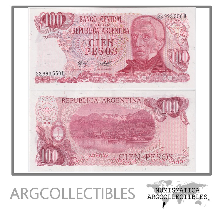 Argentina Billete 100 Pesos 1978 P-302a/BOT-2409 AU (Serie D)