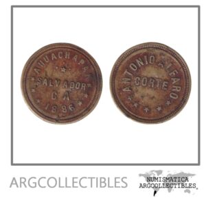 El Salvador Ficha Token Vale 1 Corte de Cafe Finca Antonio Alfaro 1886