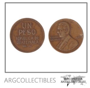 Guatemala Moneda 1 Peso 1923 Rufino Barrios Bronce KM-233 VF+