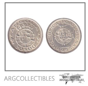 Angola Moneda 20 Escudos 1955 Plata 720 KM-74 AU
