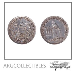 Guatemala Moneda 10 Centavos 1943 Quetzal Plata 720 KM-239.2 VF+