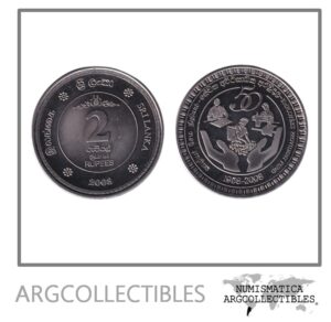 Sri Lanka Moneda 2 Rupias 2008 50 Aniversario Acero KM-178 UNC
