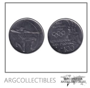 San Marino Moneda 100 Liras 1980 Olimpiadas Moscu Acero KM-108 UNC