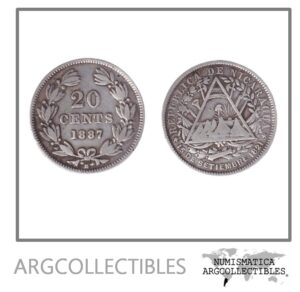 Nicaragua Moneda 20 Centavos 1887 H Plata 800 KM-7 VF