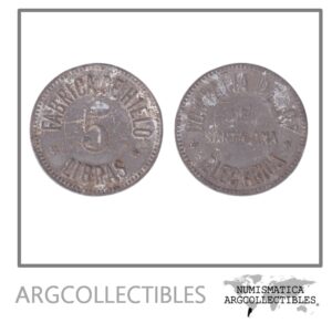 El Salvador Ficha Token 5 Libras Fabrica de Hielo Compañia de Luz Electrica Santa Ana (Aluminio)