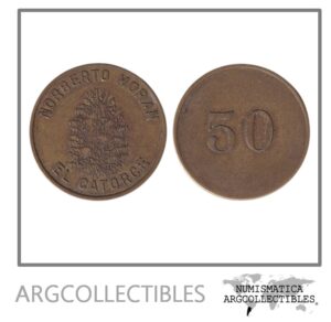 El Salvador Ficha Token 50 Centavos Finca El Catorce Norberto Moran (Laton)