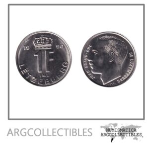 Luxemburgo Moneda 1 Franco 1990 Gran Duque Juan Acero KM-63 UNC