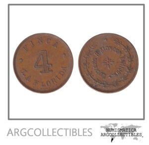 Guatemala Ficha Token 4 Reales Finca La Florida de Luciano R. Monzon e Hijos (Bronce)