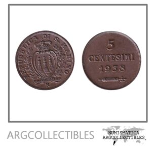 San Marino Moneda 5 Centavos 1938 Bronce KM-12 AU