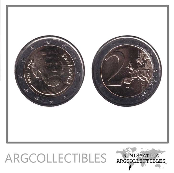 Bulgaria Moneda 2 Euros 2026 Bimetalica Paisio de Hilandar UNC