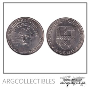 Portugal Moneda 25 Escudos 1982 Niquel Año internacional de las Personas Discpacitadas KM-624 UNC