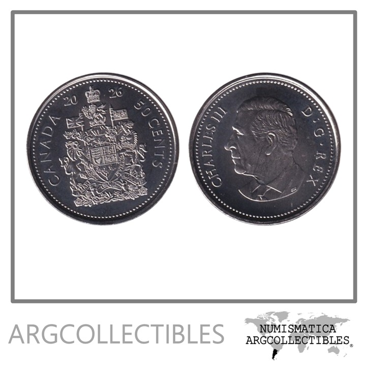 Canada Moneda 50 Centavos 2026 Acero Rey Carlos III UNC